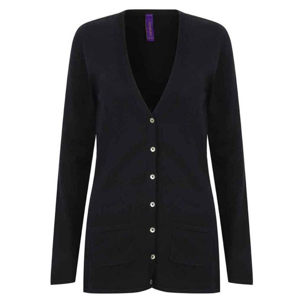 Henbury Womens/Ladies Cotton Acrylic V Neck Cardigan / Navy